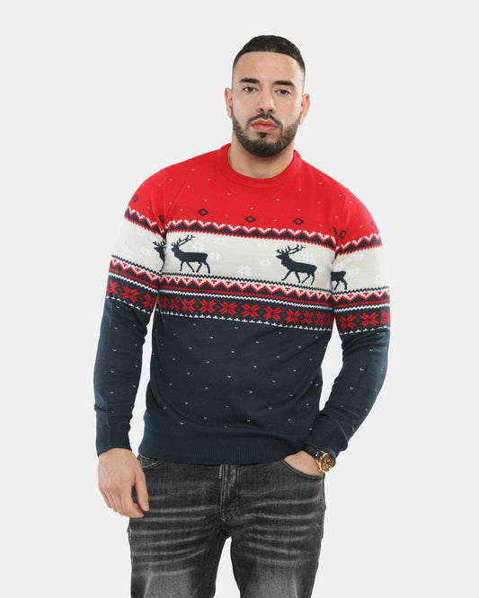Snowflakes Reindeer Navy Xmas Jumpers