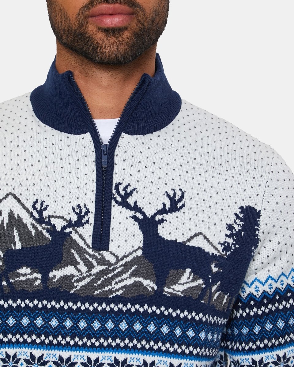 Stag Navy Chunky Knit Christmas Jumper