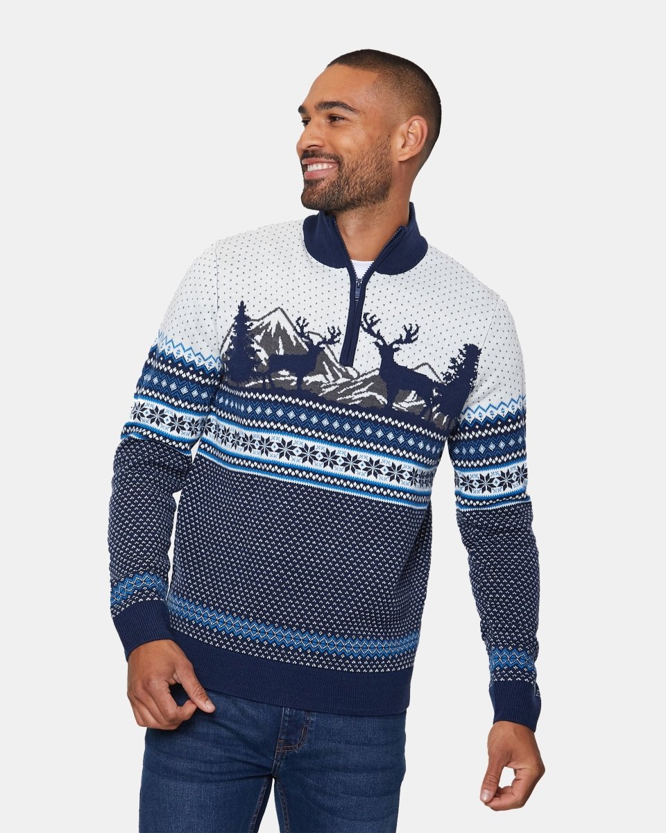 Stag Navy Chunky Knit Christmas Jumper