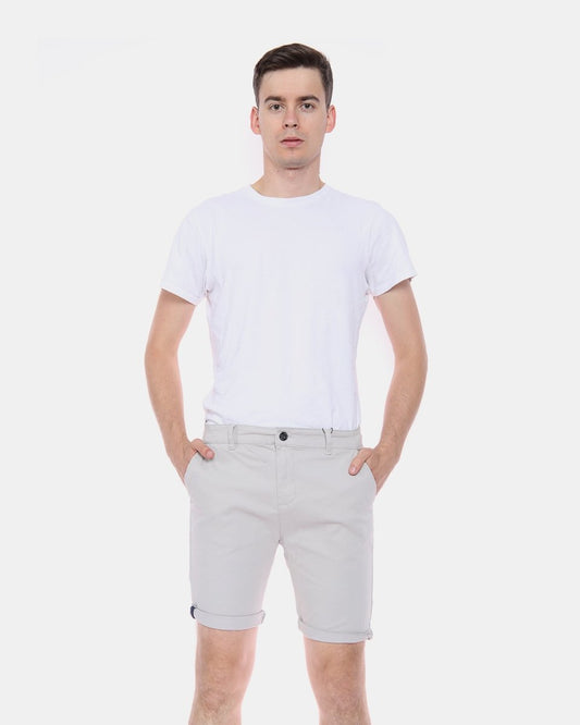 Stone Casual Turnup Cotton Shorts