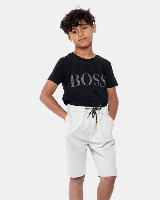 Stone Plain Cotton Drawstring Short