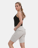 Stone Turned Hem Bengaline Casual Shorts