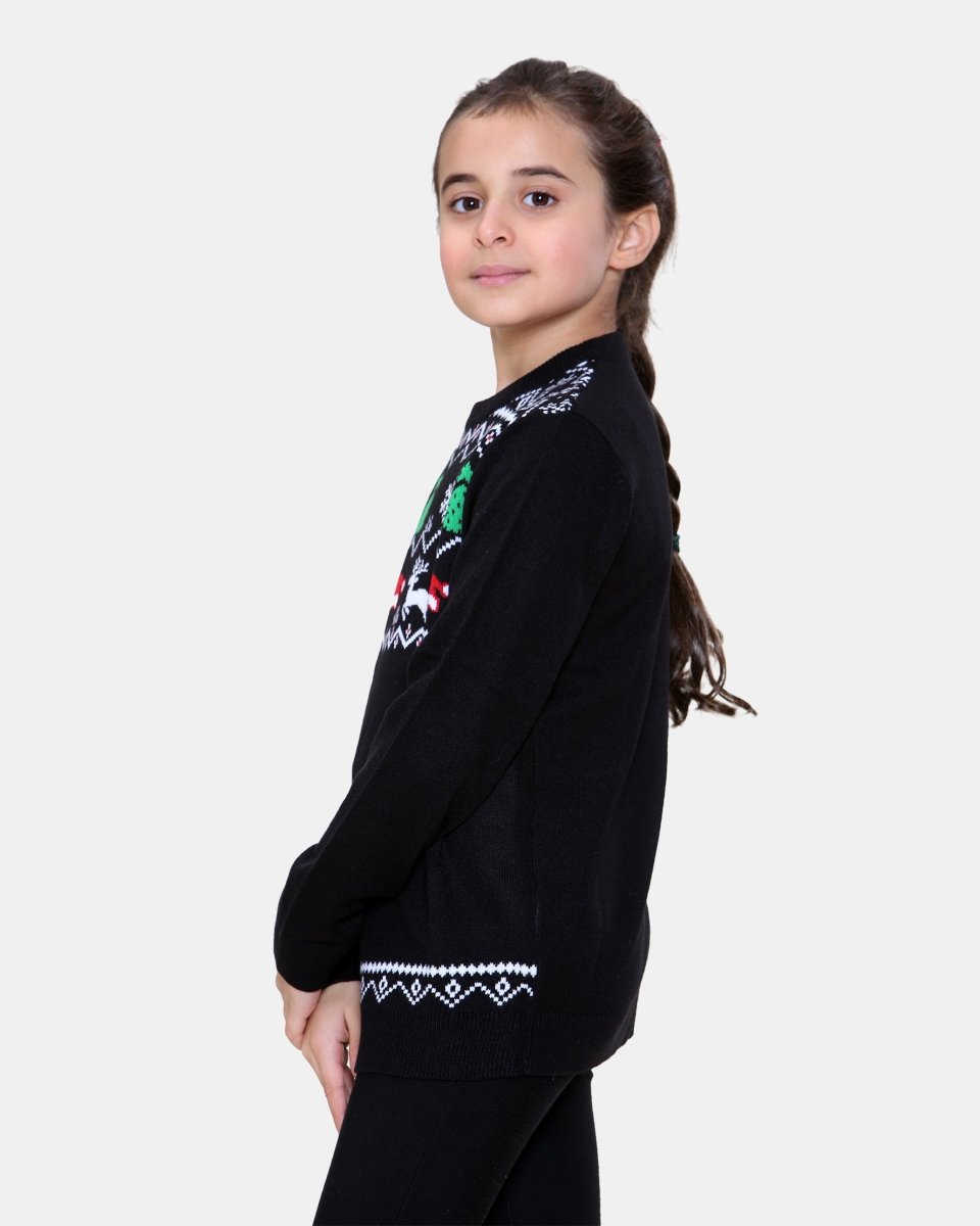 Tree Hat Black Kids Christmas Jumper