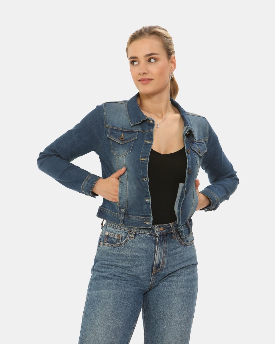 Vintage Navy Ladies Trucker Denim Jacket