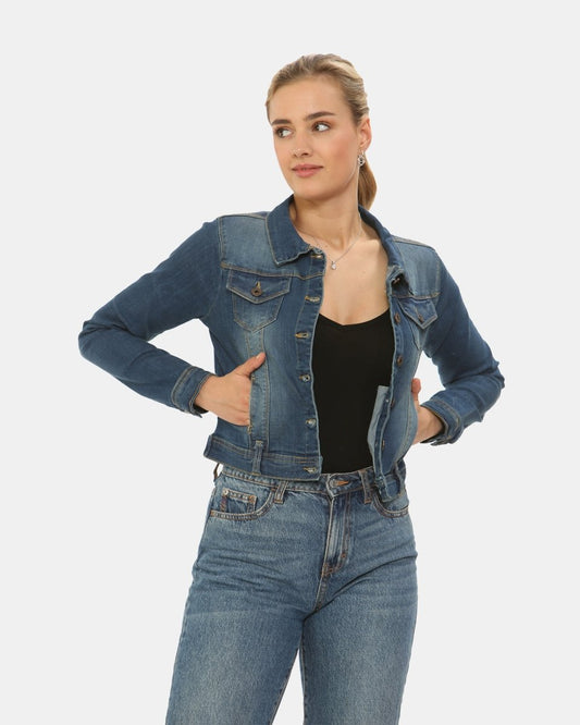 Vintage Navy Ladies Trucker Denim Jacket