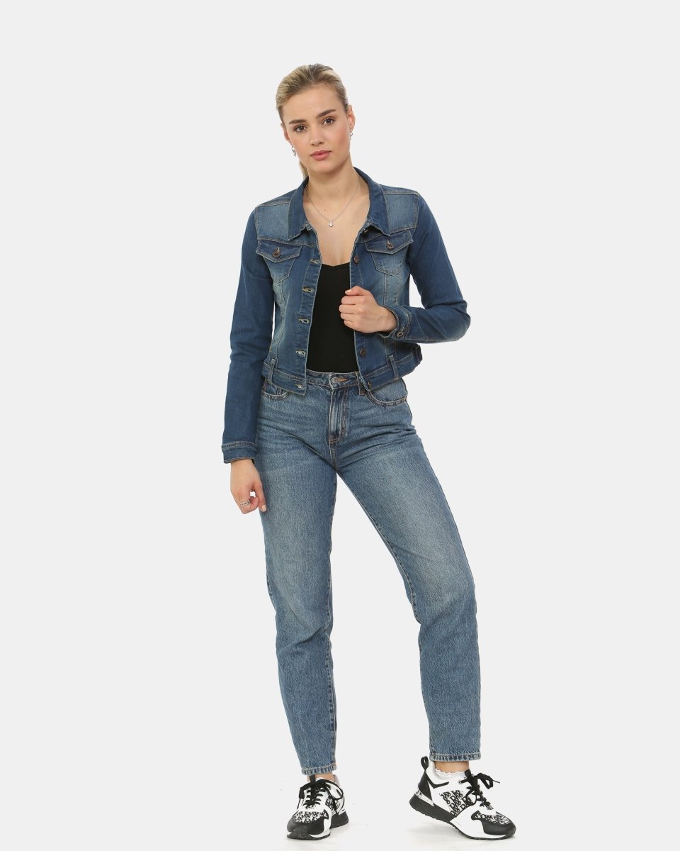 Vintage Navy Ladies Trucker Denim Jacket