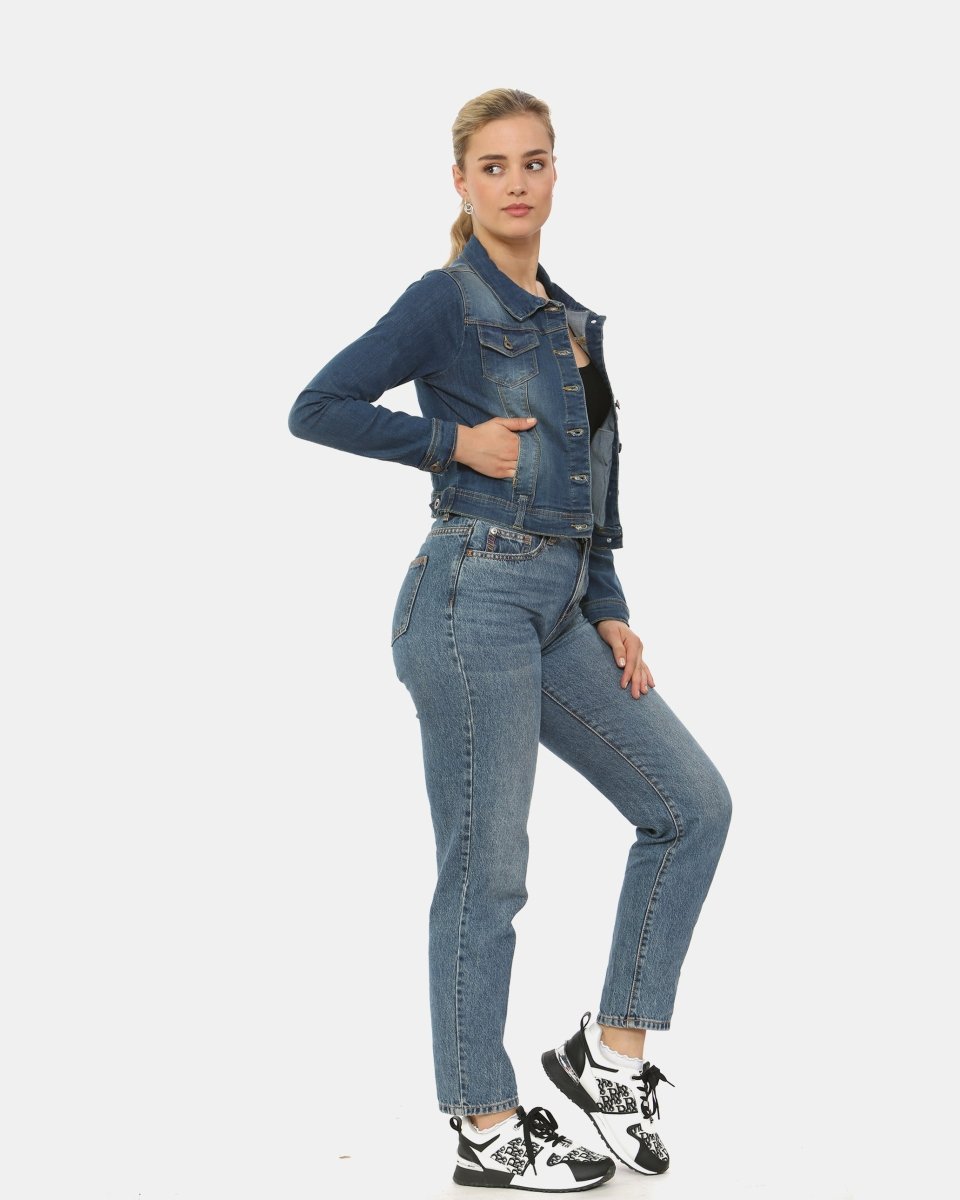 Vintage Navy Ladies Trucker Denim Jacket