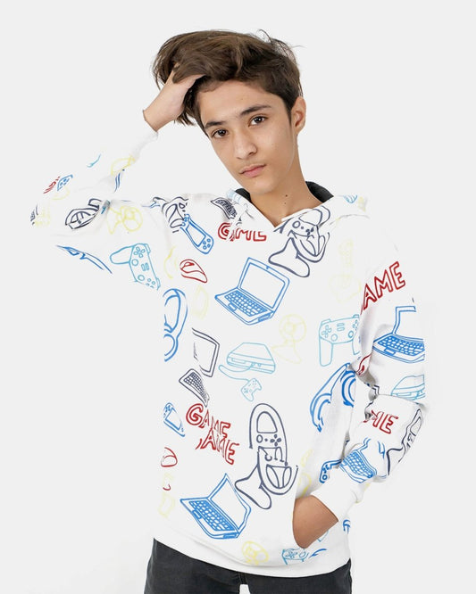 White Boys Printed Gaming Hoodie