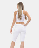 White Chino Capri Bengaline Shorts