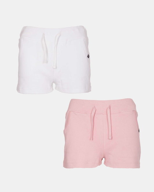 White & Shell Pink Plain Shorts (Pack of 2)