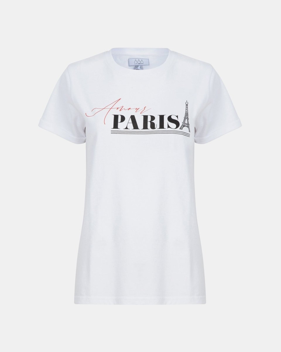 White Womens Paris Printed T-Shirt