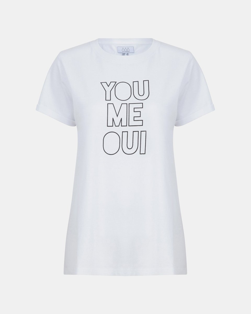 White Womens You Me Oui Printed T-Shirt