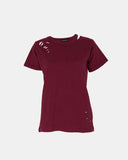 Wine Ripped Holes Rounded Neck T-Shirt