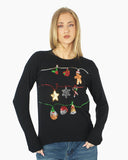Women Black Bauble Bells Christmas Jumper