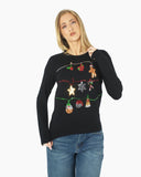 Women Black Bauble Bells Christmas Jumper