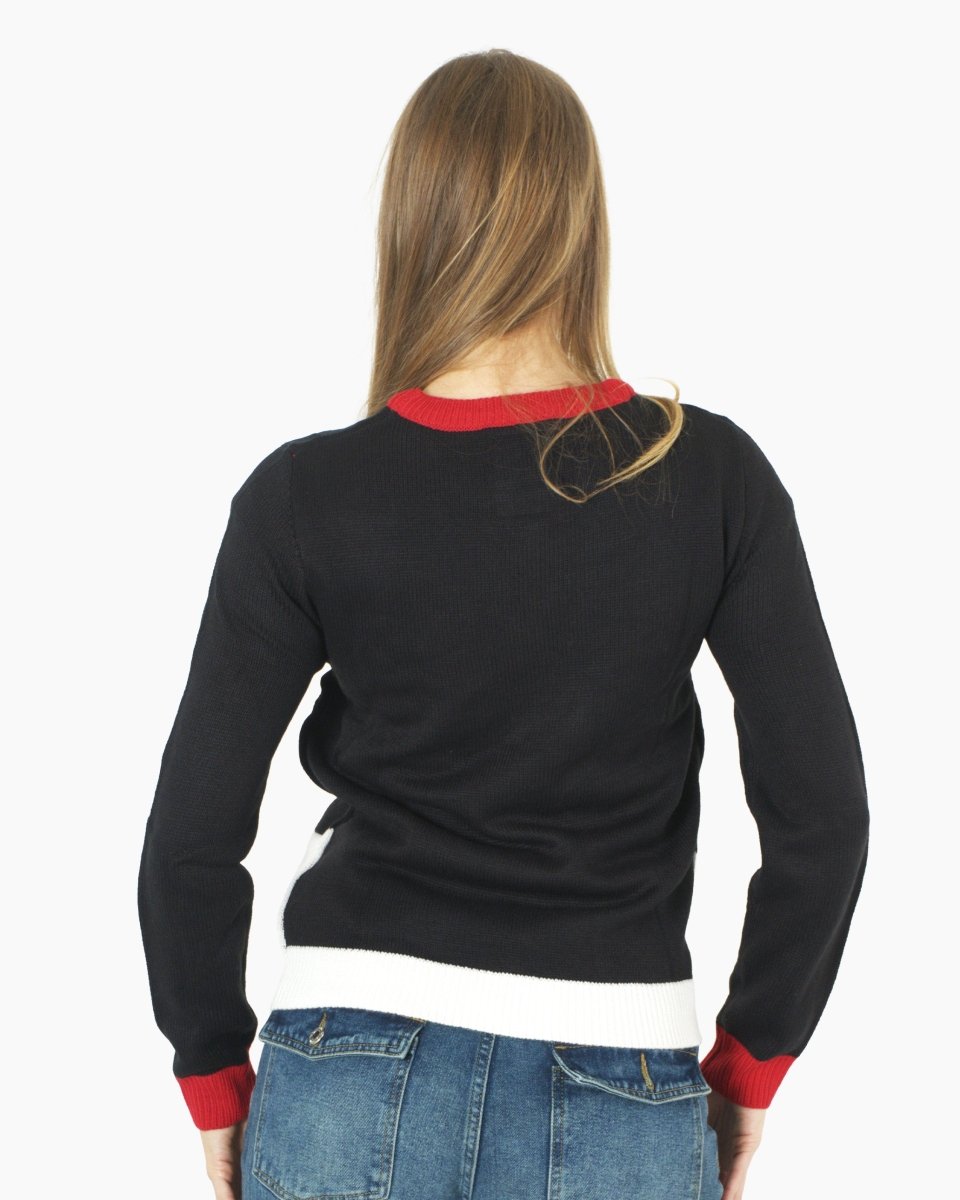 Women Elf Light Plug Black Christmas Jumper