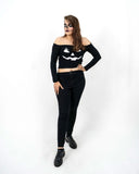 Women Halloween White Pumpkin Crop Top