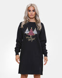 Women Knee - Length Black Xmas Tree Jumper