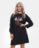 Women Knee - Length Black Xmas Tree Jumper