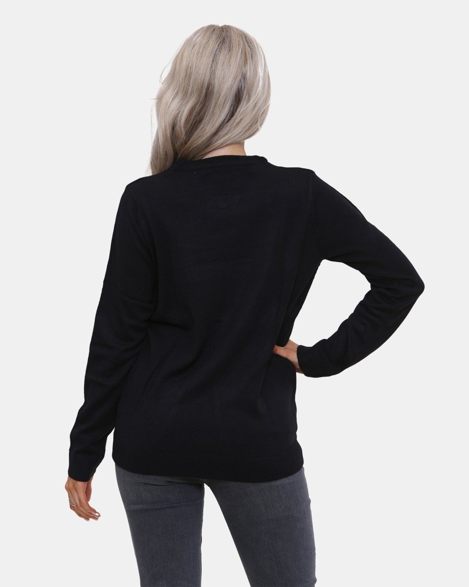 Women Panda Black Knitted Xmas Jumper