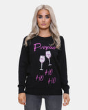 Women Prosecco Sequin Black Xmas Jumper