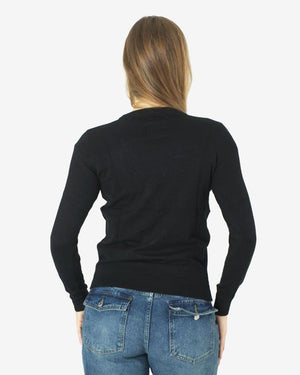 Women Prosecco Sequin Black Xmas Jumper