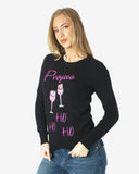 Women Prosecco Sequin Black Xmas Jumper