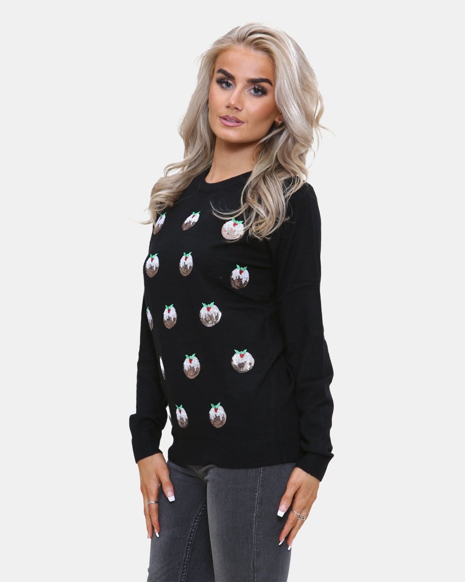 Women Pudding Black Christmas Jumper