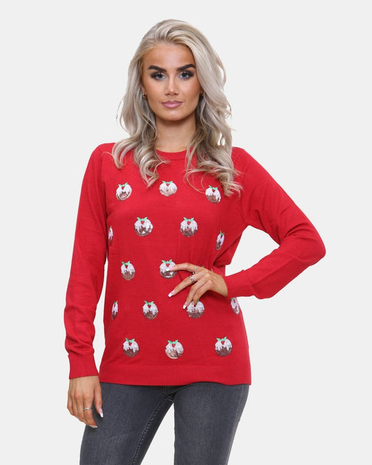 Women Pudding Red Christmas Jumper