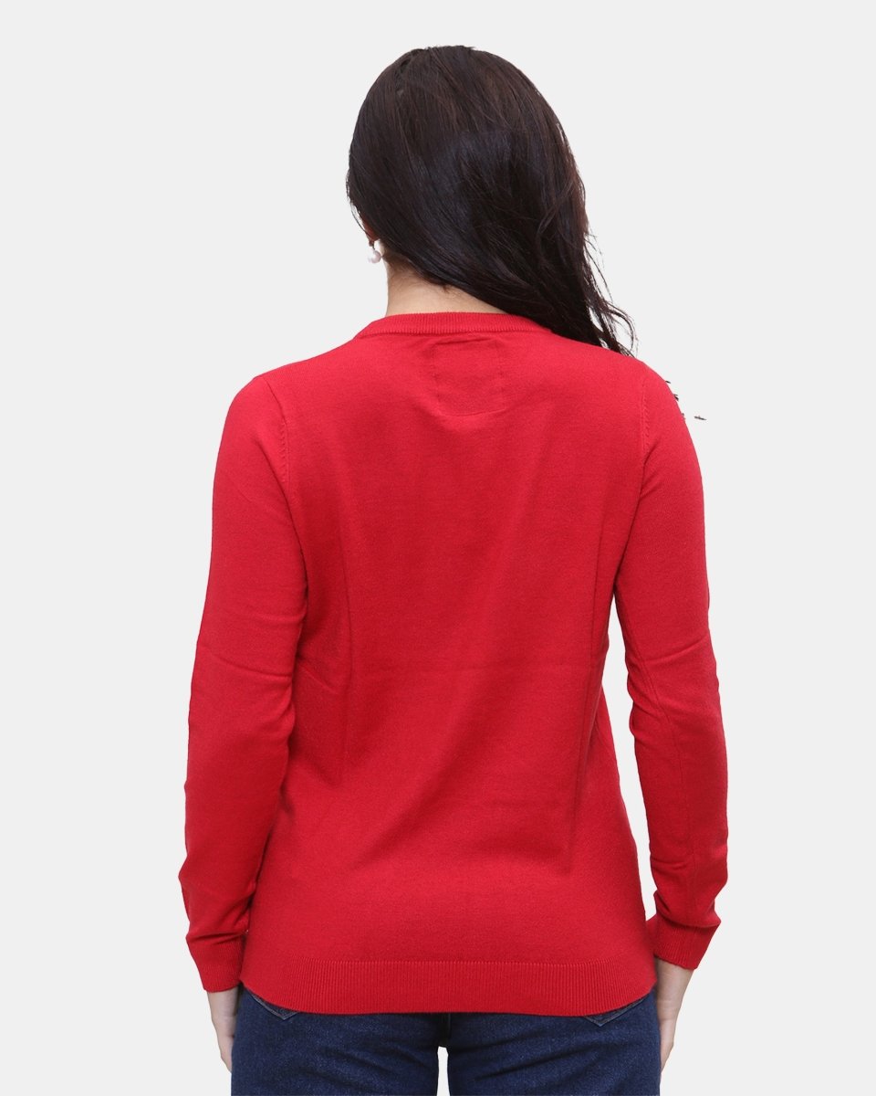 Women Red Bauble Bells Christmas Jumper