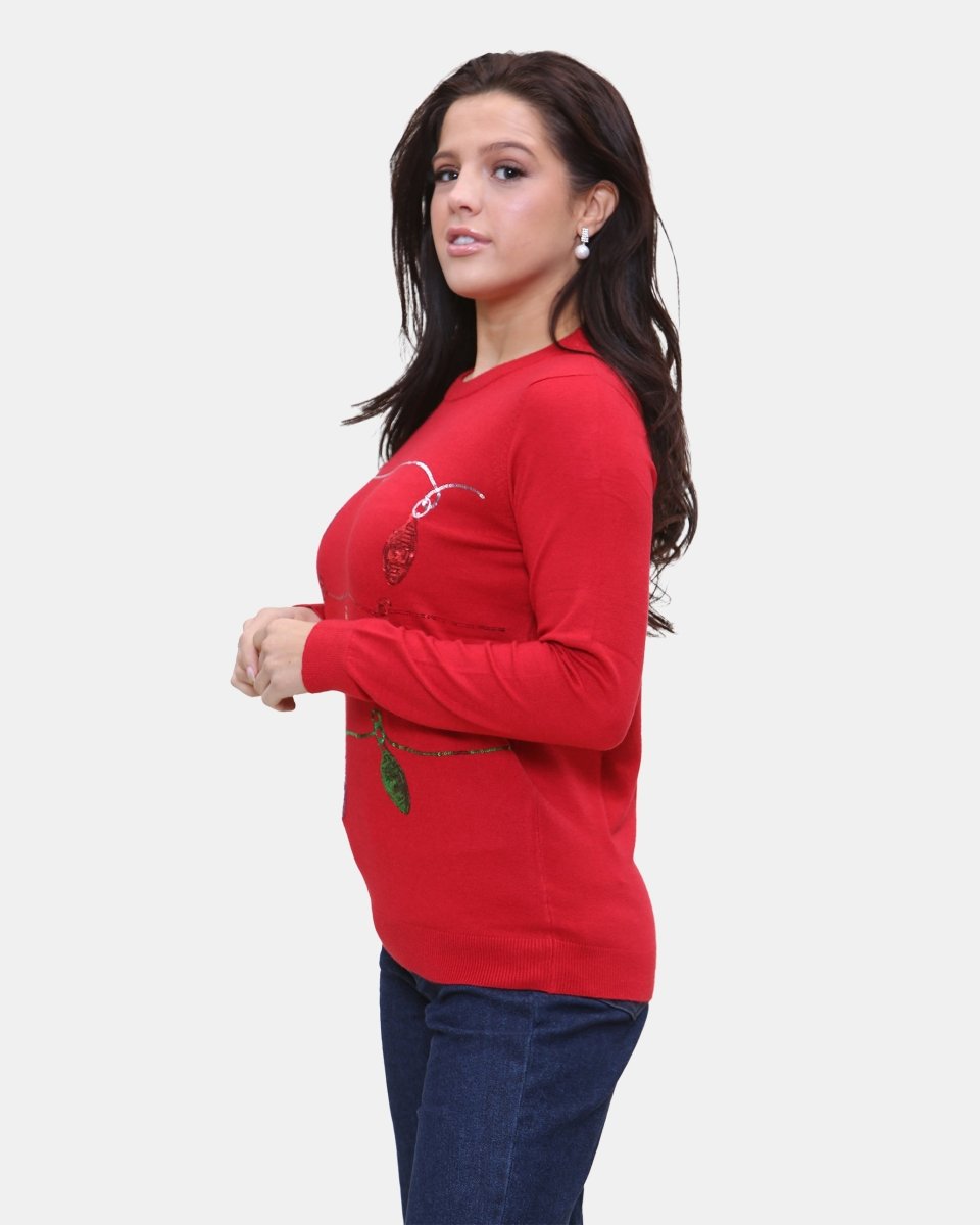 Women Red Jingle Bell Christmas Jumper