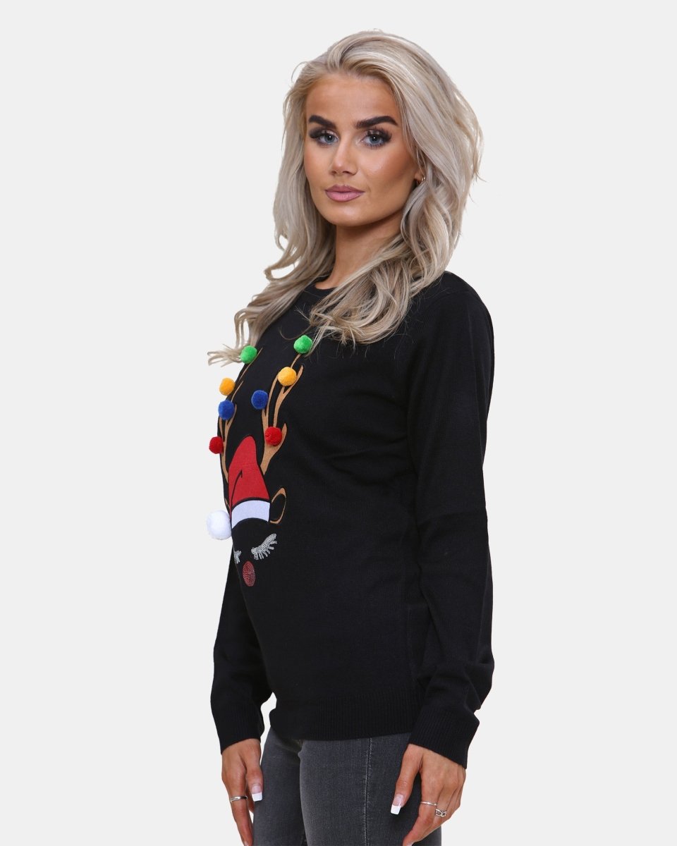 Women Reindeer Stars Red Jumper