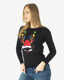 Women Reindeer Stars Red Jumper