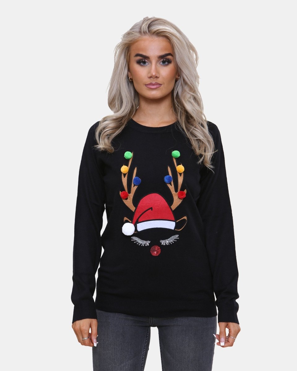 Women Reindeer Stars Red Jumper