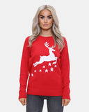 Women Reindeer Stars Red Jumper