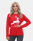 Women Reindeer Stars Red Jumper