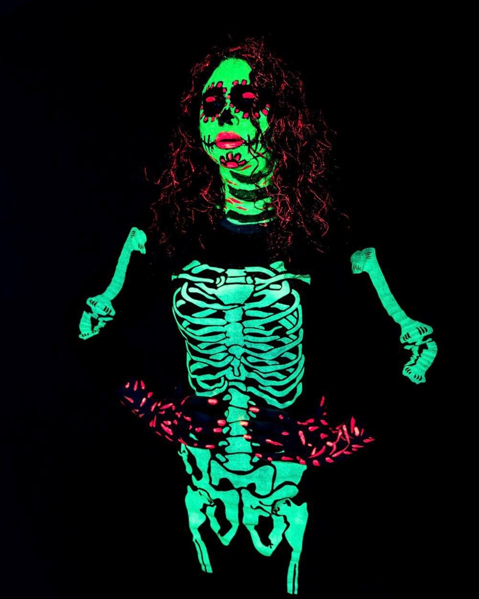 Women Skull Bones Printed Tunic Top