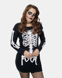 Women Skull Bones Printed Tunic Top