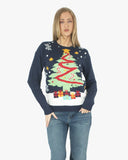 Women Xmas Tree Gift Navy Christmas Jumper