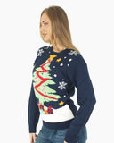 Women Xmas Tree Gift Navy Christmas Jumper