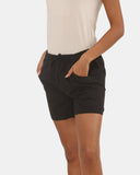 Womens Black Cotton Shorts with Pockets