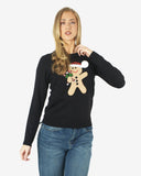 Womens Black Gingerbread Xmas Jumper