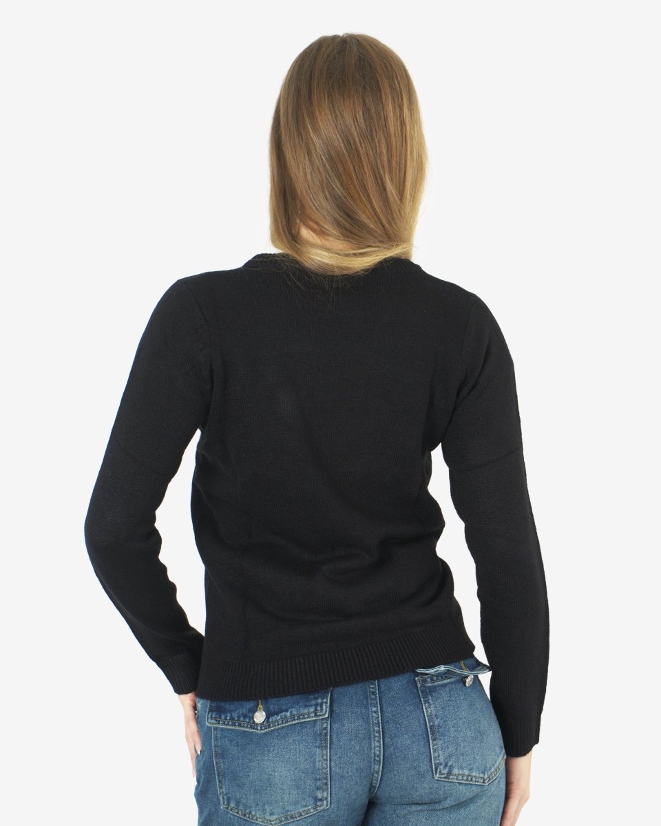 Womens Black Gingerbread Xmas Jumper