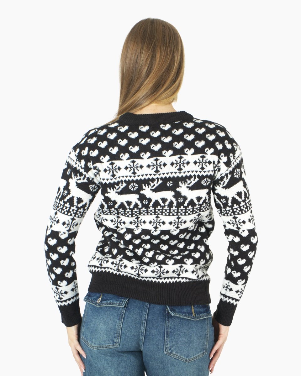 Women’s Christmas Knitted Snowflakes Black Jumper
