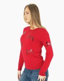 Women’s Christmas Red Bow Sequin Sparkle Jumper