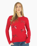 Women’s Christmas Red Bow Sequin Sparkle Jumper