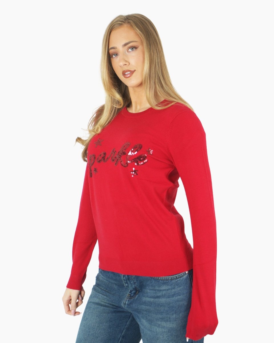 Women’s Christmas Red Sequin Sparkle Jumper