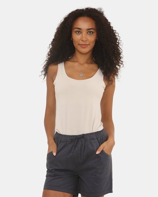 Womens Navy Cotton Shorts with Pockets