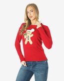 Womens Red Gingerbread Xmas Jumper
