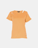 Yellow Ripped Holes Rounded Neck T-Shirt